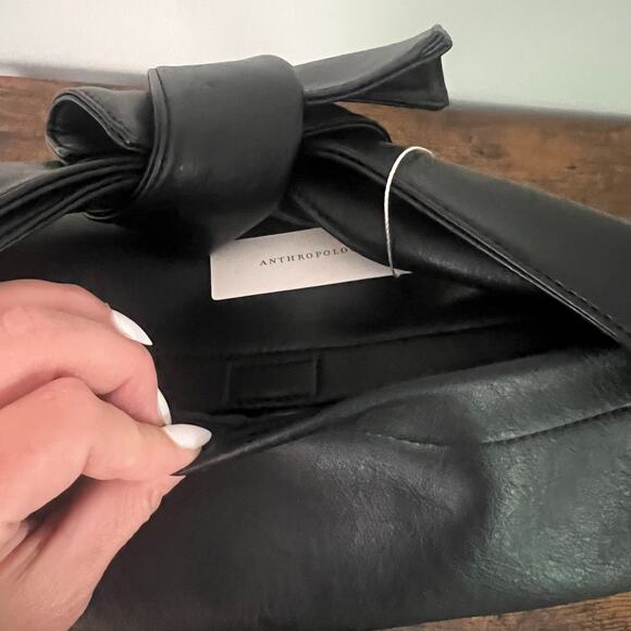 NWT Anthropologie Melie Bianco Marni Bow Knot Bag Cossbody Black Faux Leather - Picture 7 of 14